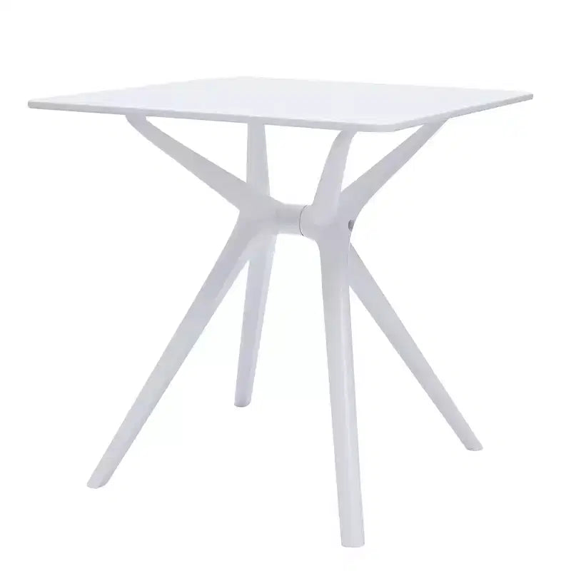 Table à manger à piétement tréteau en plastique robuste blanc de 28