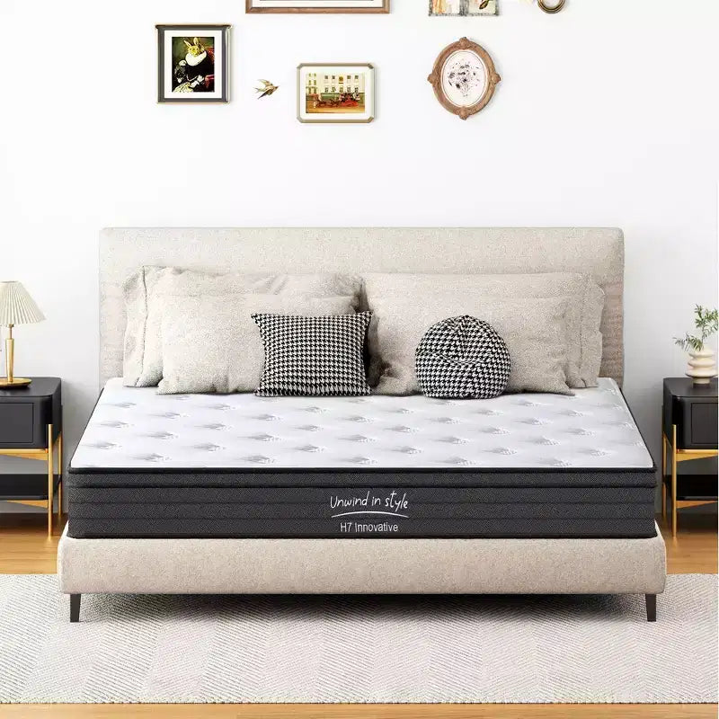 Matelas à ressorts ensachés individuellement, matelas hybride mi-ferme, matelas en mousse à mémoire de forme pour la maison et l'hôtel