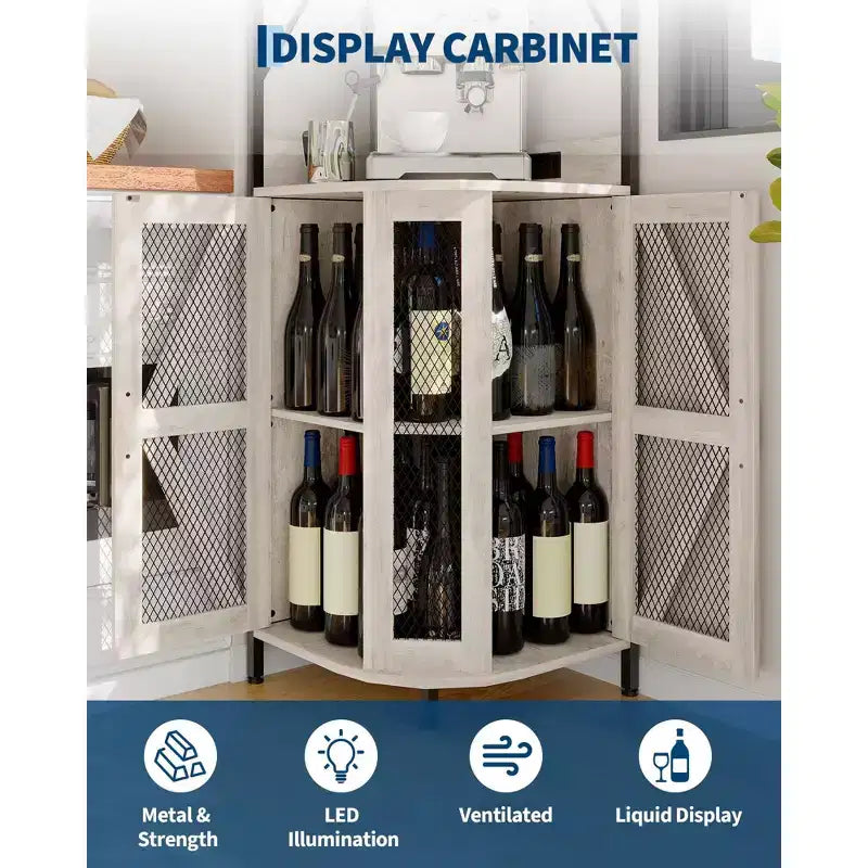 Meuble de bar d'angle à 5 niveaux avec casier à verres