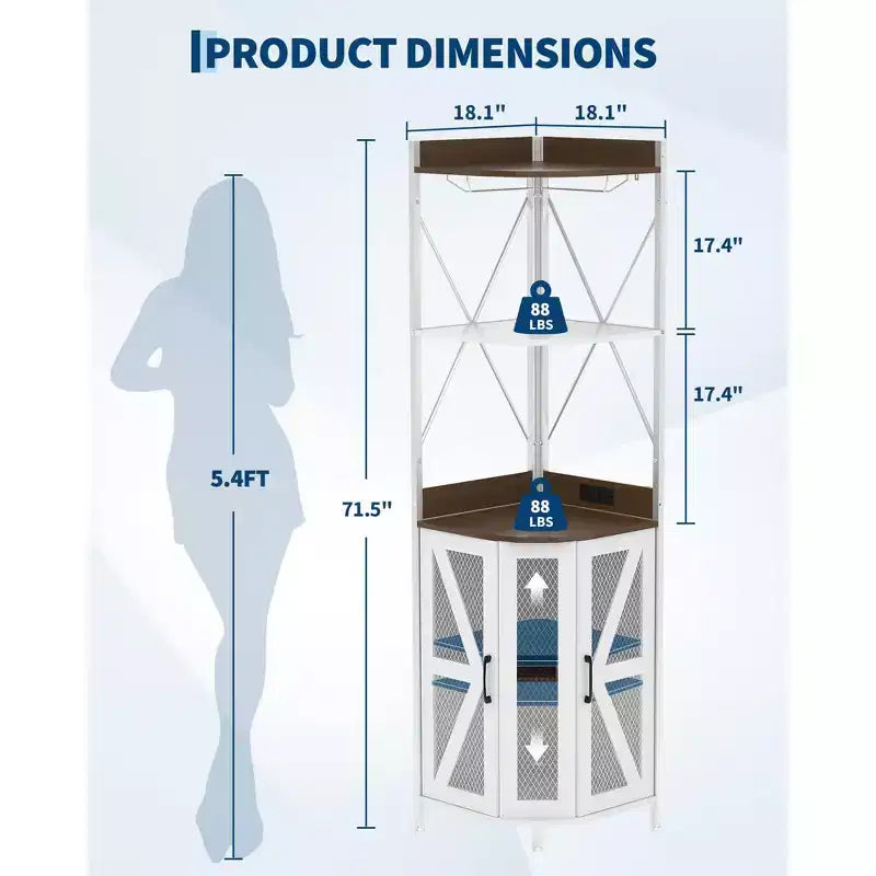 Meuble de bar d'angle à 5 niveaux avec casier à verres