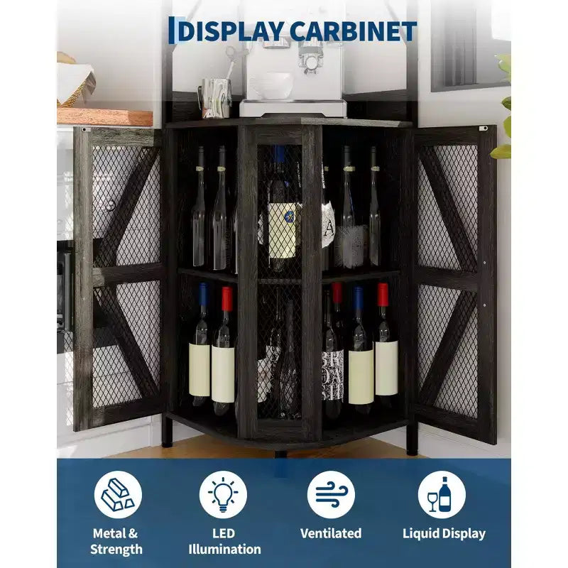 Meuble de bar d'angle à 5 niveaux avec casier à verres