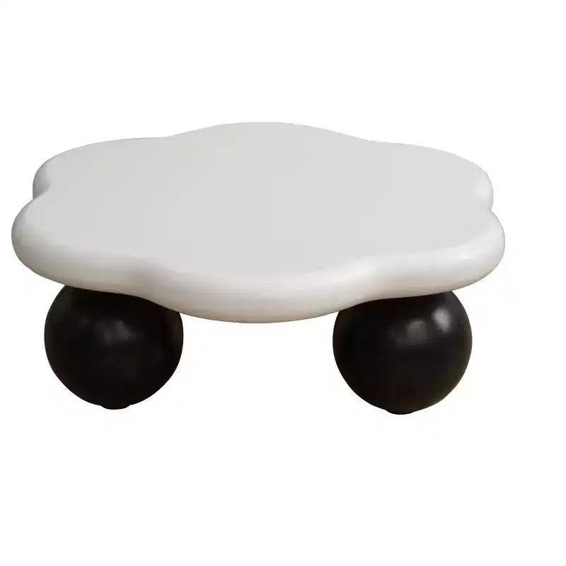 Table basse 35  avec pieds boule, table basse moderne et irrégulière pour salon, noire