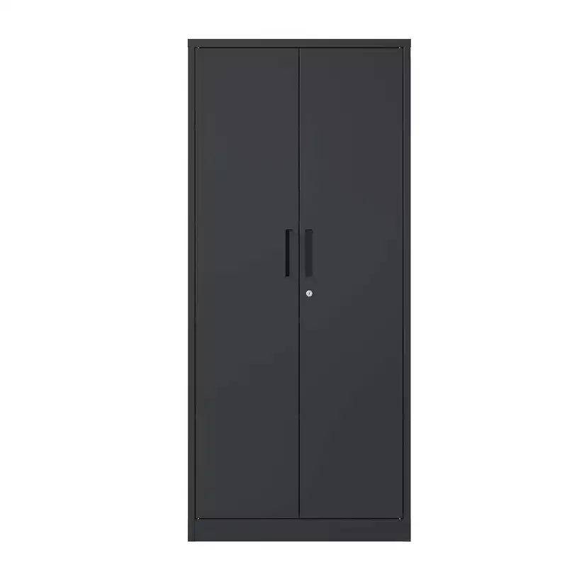 Armoire de rangement de garage en métal 72H, armoire en acier noir verrouillable avec 4 étagères réglables et portes pour maison, bureau, garde-manger, salle de classe