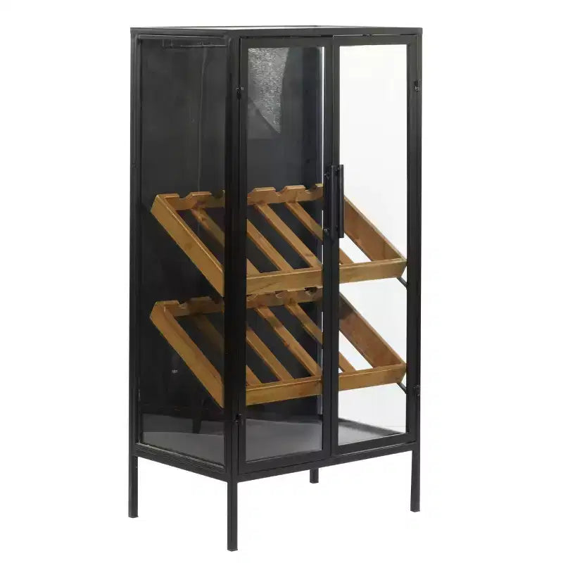 Porte-bouteilles sur pied contemporain en bois noir