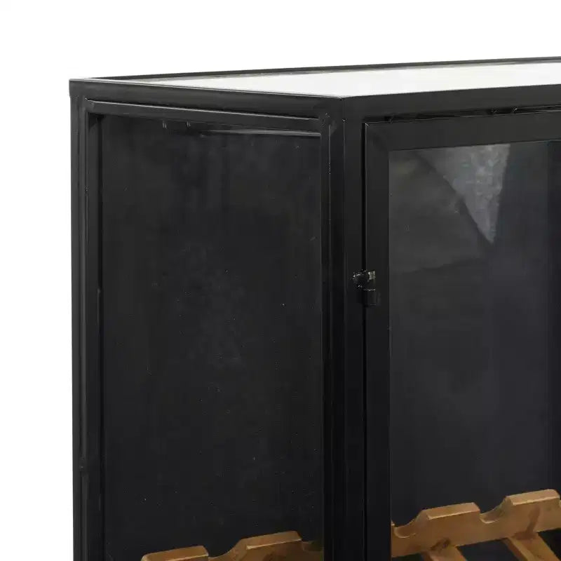 Porte-bouteilles sur pied contemporain en bois noir