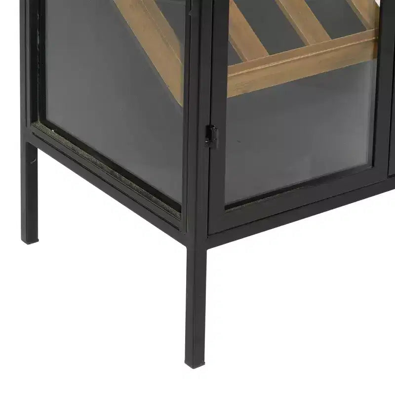 Porte-bouteilles sur pied contemporain en bois noir
