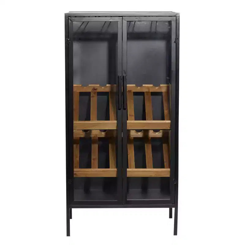 Porte-bouteilles sur pied contemporain en bois noir