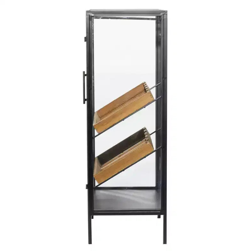 Porte-bouteilles sur pied contemporain en bois noir