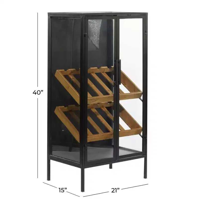 Porte-bouteilles sur pied contemporain en bois noir