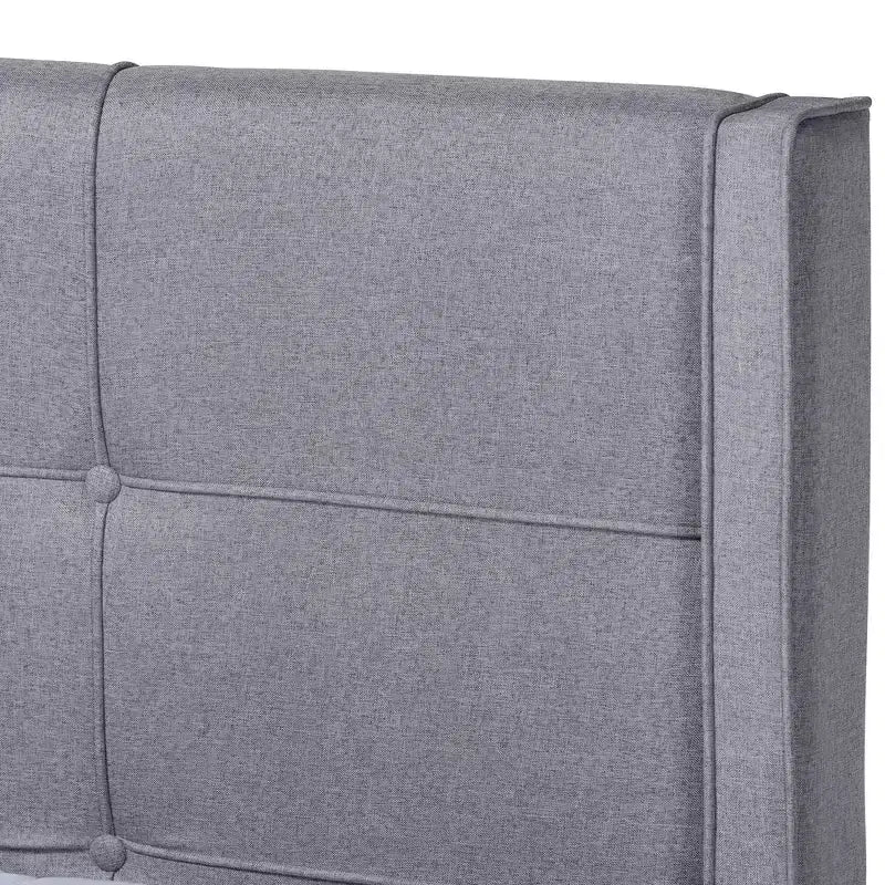 Lit plateforme King en tissu et bois Rembourré Gris/Noyer cendré