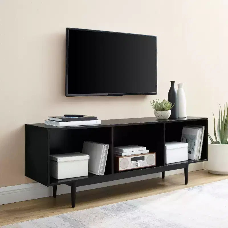 Grand meuble console de rangement de disques
