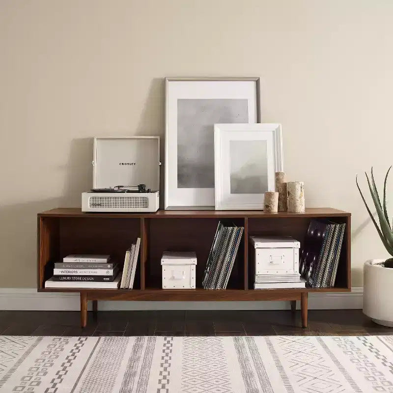 Grand meuble console de rangement de disques
