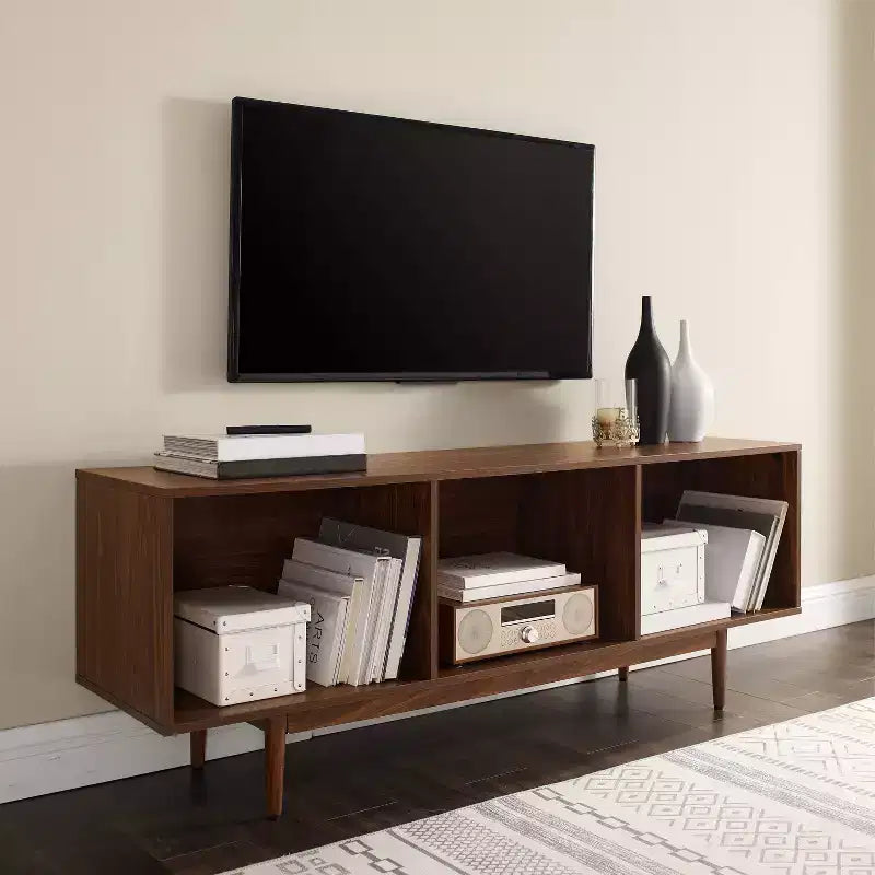 Grand meuble console de rangement de disques