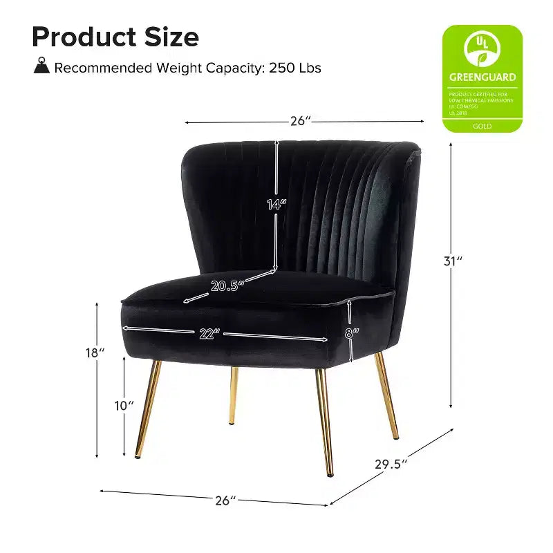 Fauteuil d'appoint en velours avec piètement en métal doré