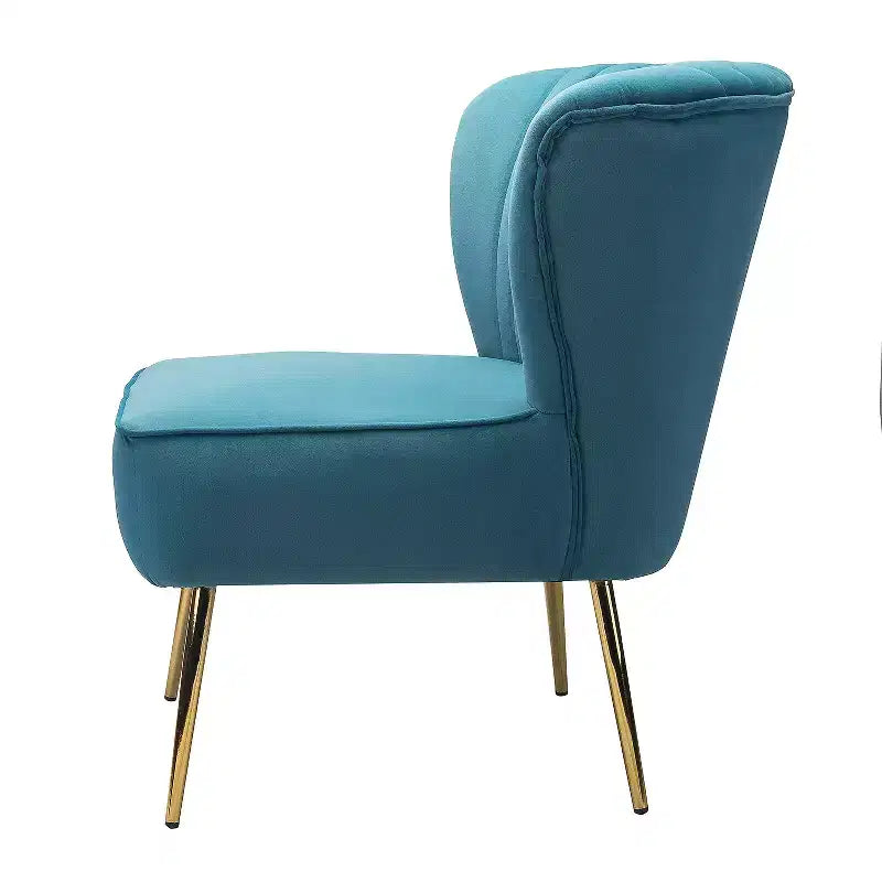 Fauteuil d'appoint en velours avec piètement en métal doré