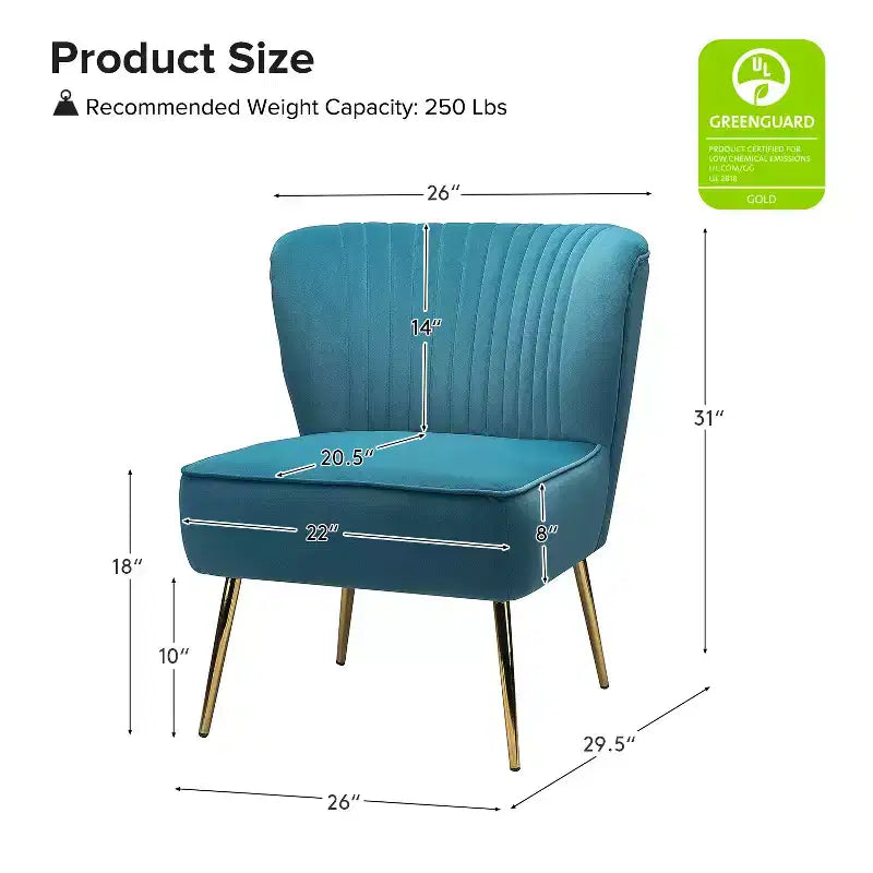 Fauteuil d'appoint en velours avec piètement en métal doré