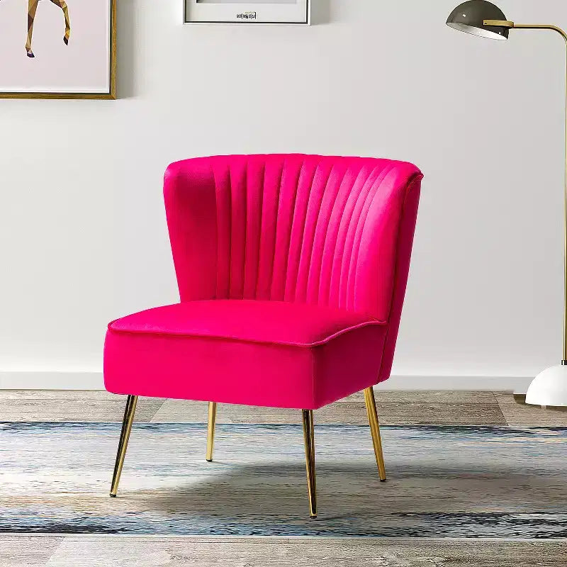 Fauteuil d'appoint en velours avec piètement en métal doré