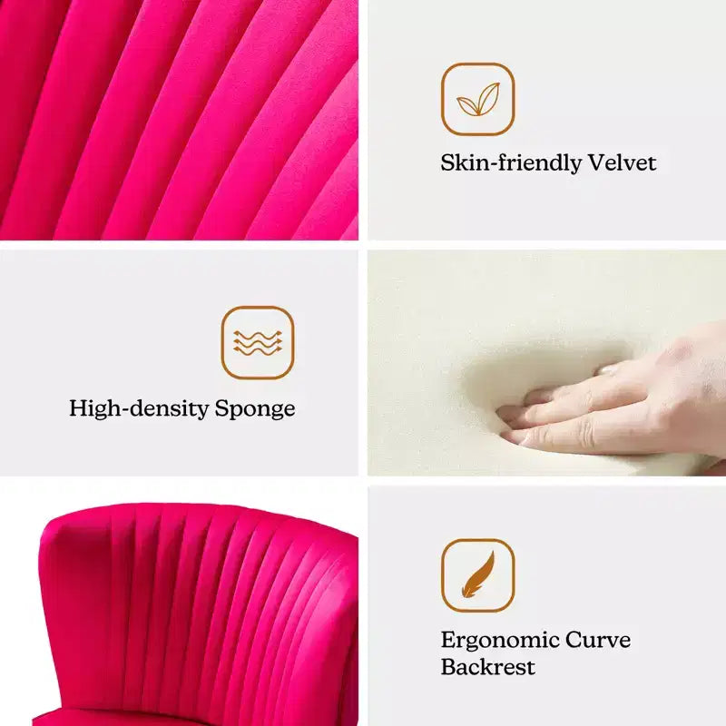 Fauteuil d'appoint en velours avec piètement en métal doré