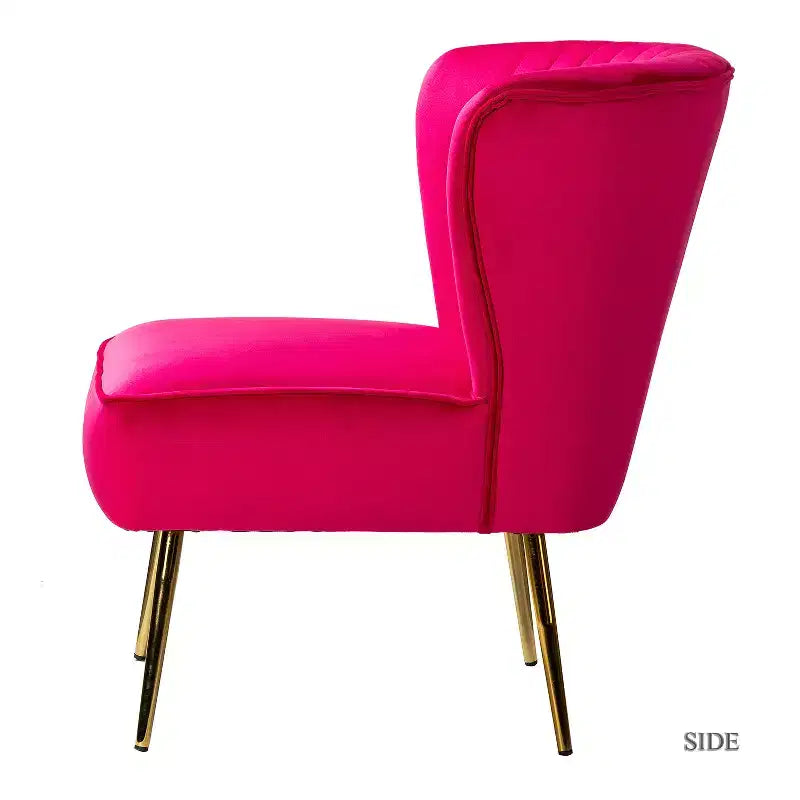 Fauteuil d'appoint en velours avec piètement en métal doré