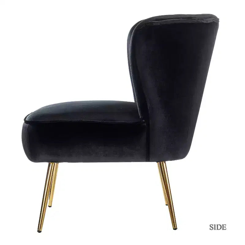 Fauteuil d'appoint en velours avec piètement en métal doré
