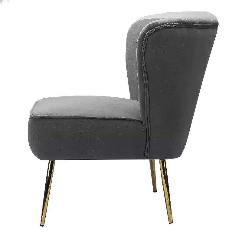 Fauteuil d'appoint en velours avec piètement en métal doré