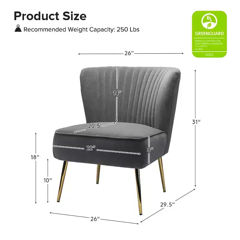 Fauteuil d'appoint en velours avec piètement en métal doré