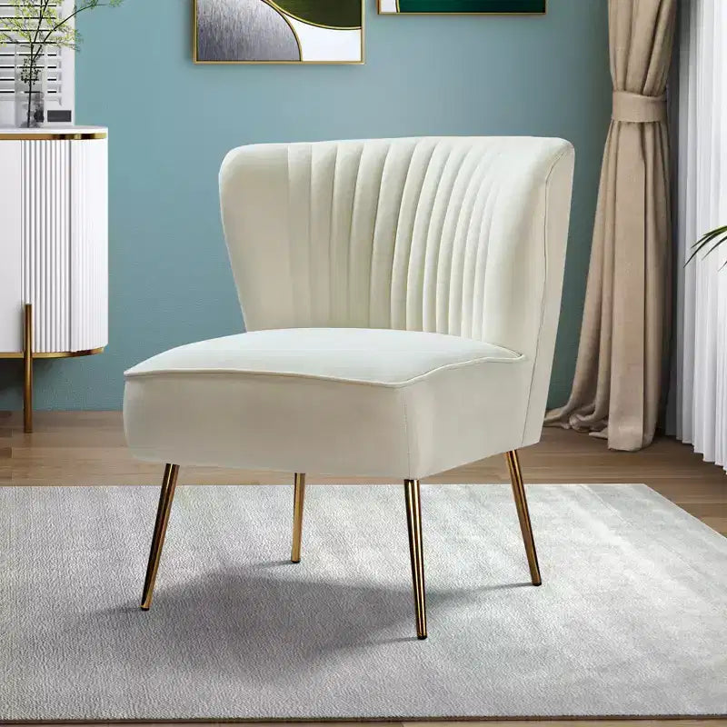 Fauteuil d'appoint en velours avec piètement en métal doré