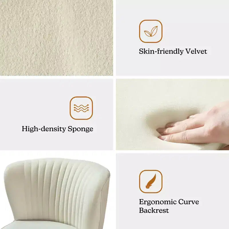 Fauteuil d'appoint en velours avec piètement en métal doré