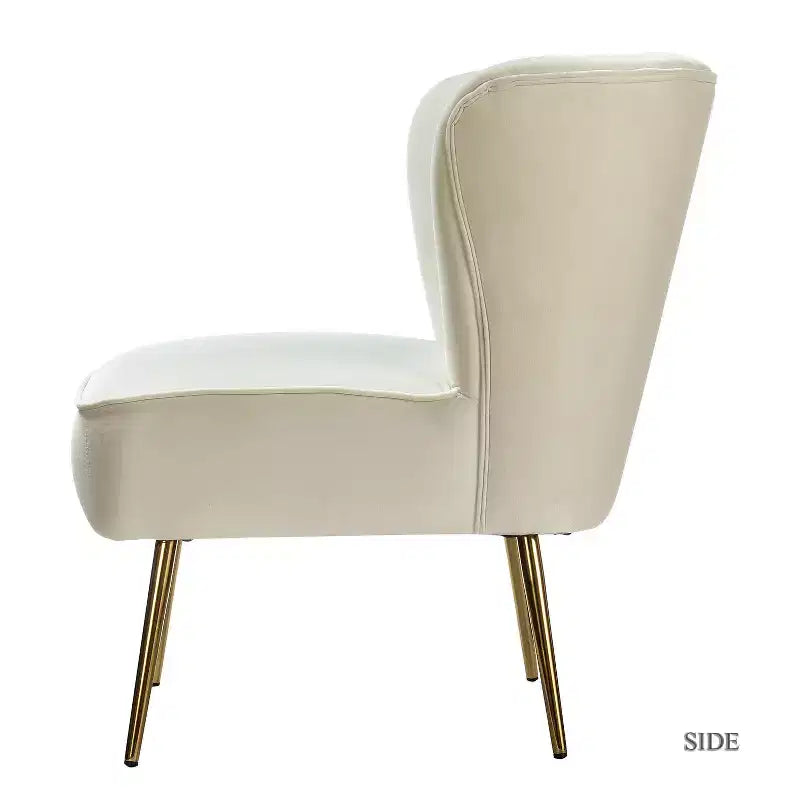 Fauteuil d'appoint en velours avec piètement en métal doré