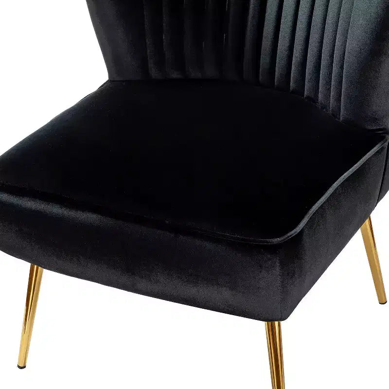 Fauteuil d'appoint en velours avec piètement en métal doré