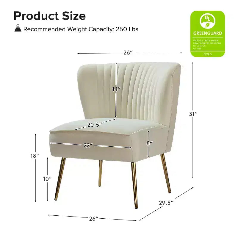 Fauteuil d'appoint en velours avec piètement en métal doré