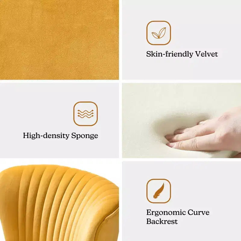 Fauteuil d'appoint en velours avec piètement en métal doré
