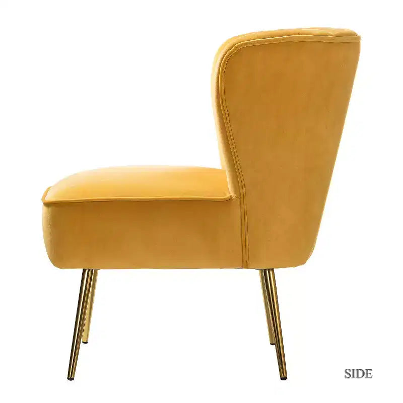 Fauteuil d'appoint en velours avec piètement en métal doré