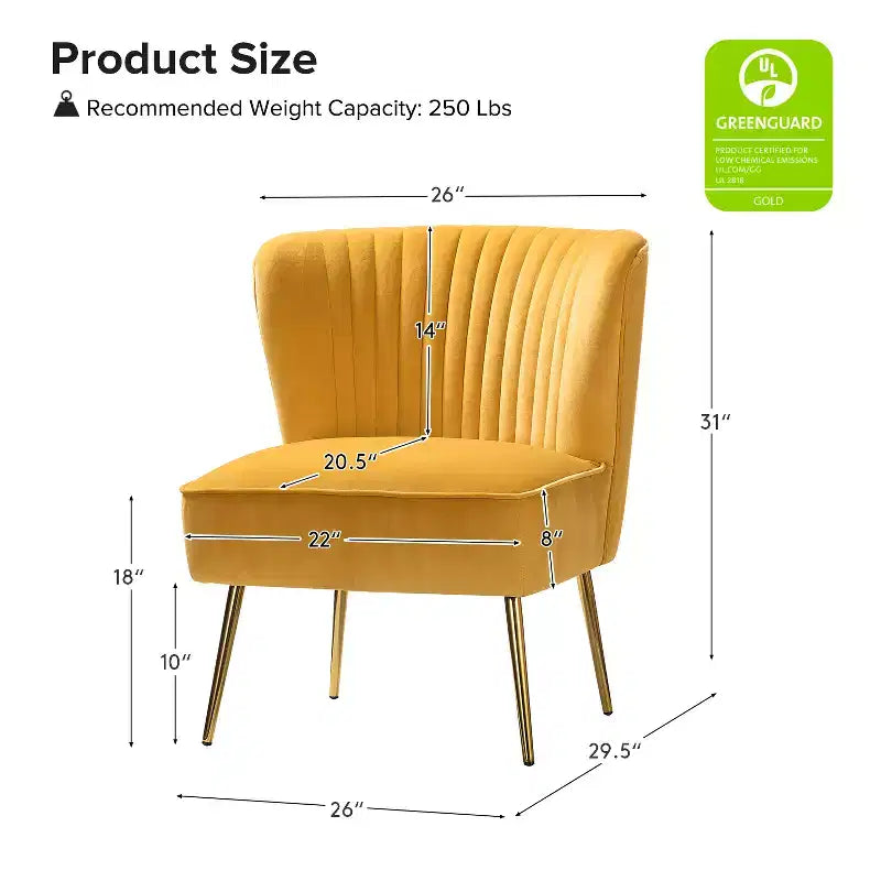 Fauteuil d'appoint en velours avec piètement en métal doré