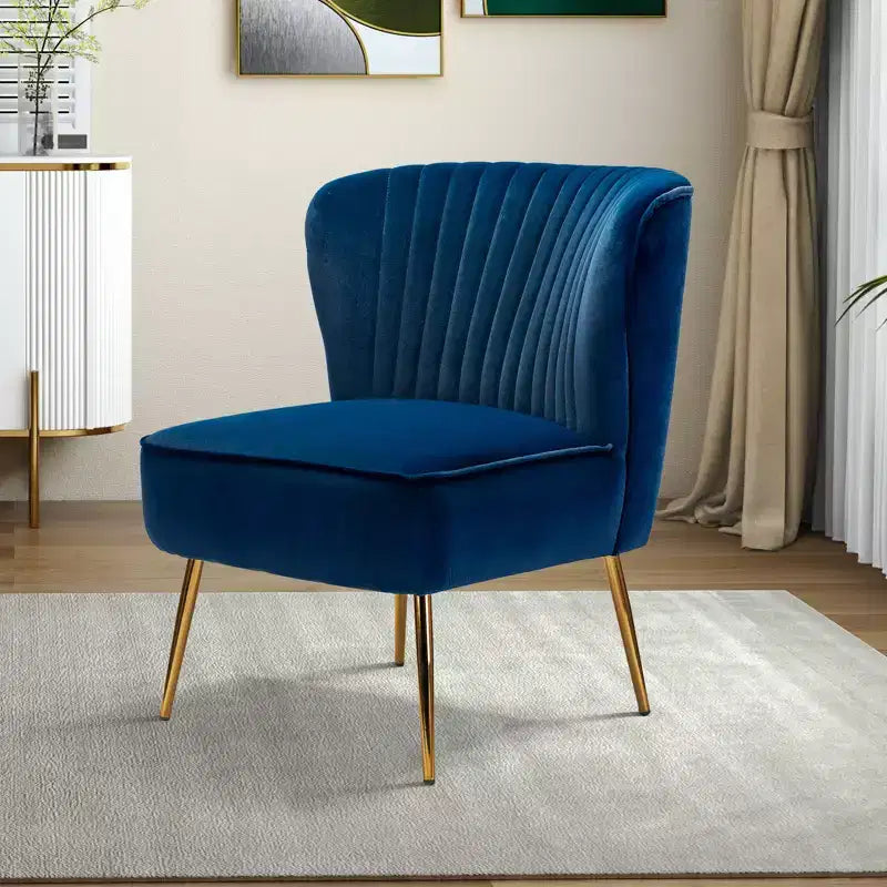 Fauteuil d'appoint en velours avec piètement en métal doré