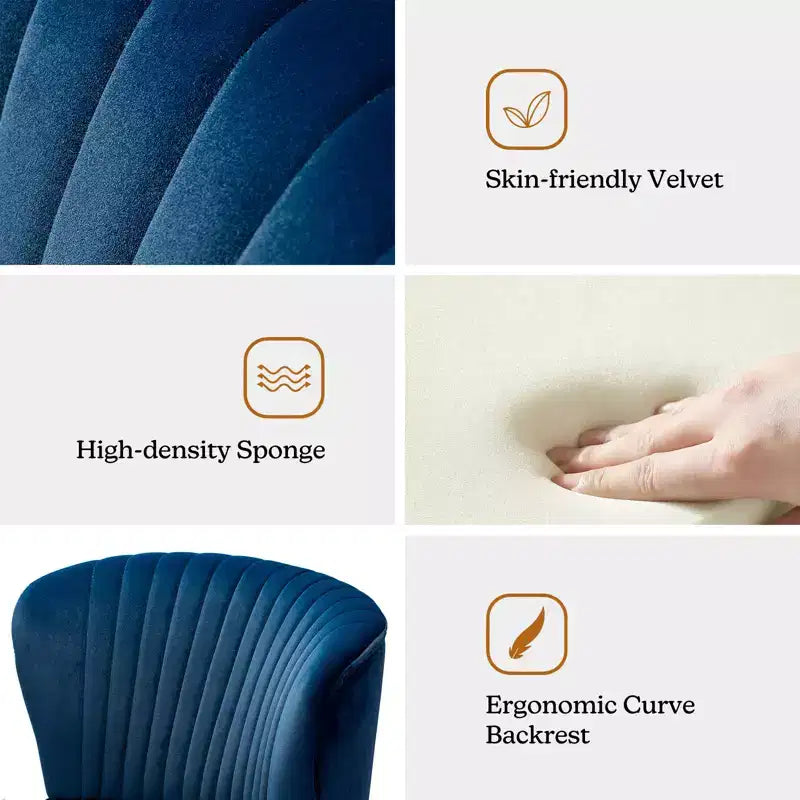Fauteuil d'appoint en velours avec piètement en métal doré