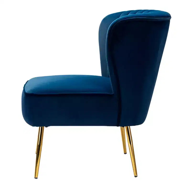 Fauteuil d'appoint en velours avec piètement en métal doré