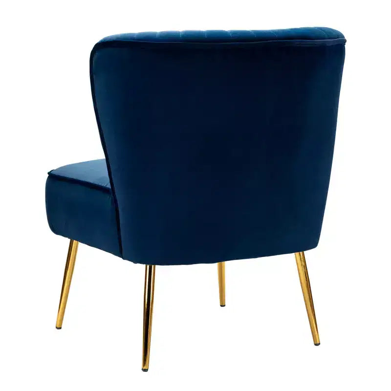 Fauteuil d'appoint en velours avec piètement en métal doré