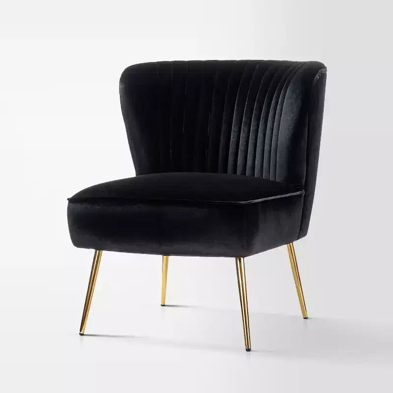 Fauteuil d'appoint en velours avec piètement en métal doré