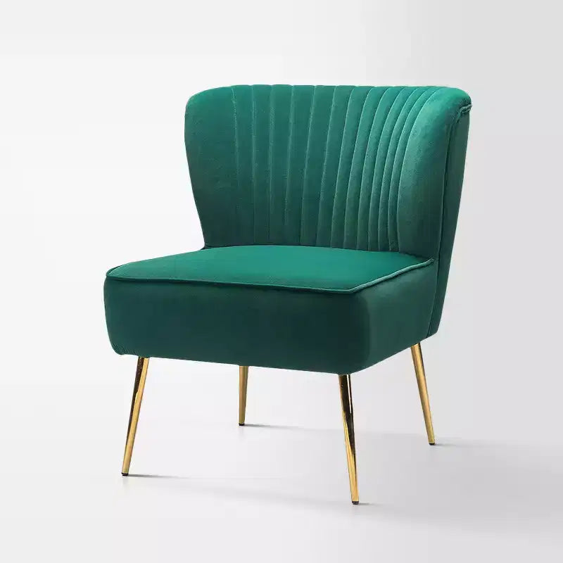 Fauteuil d'appoint en velours avec piètement en métal doré