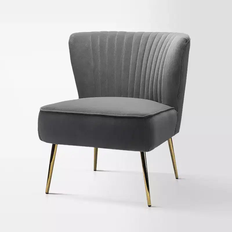Fauteuil d'appoint en velours avec piètement en métal doré