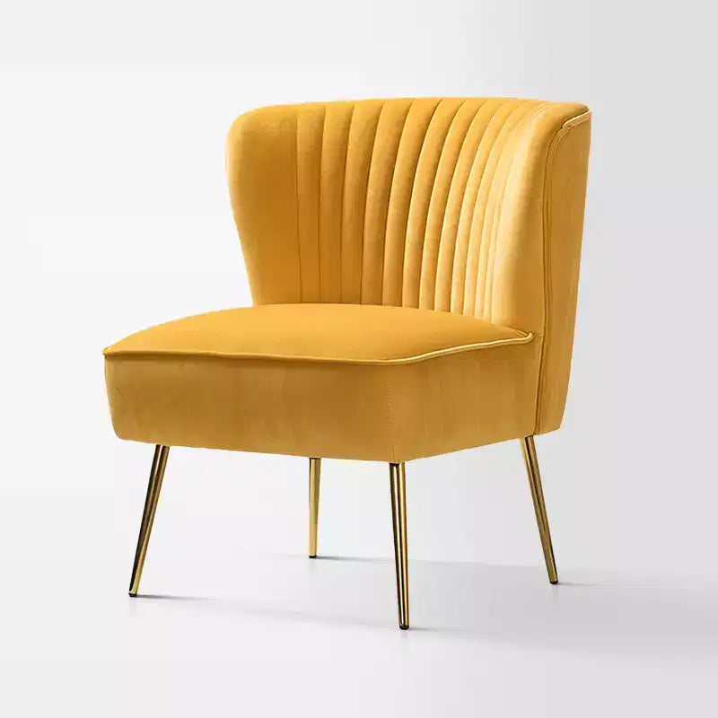 Fauteuil d'appoint en velours avec piètement en métal doré