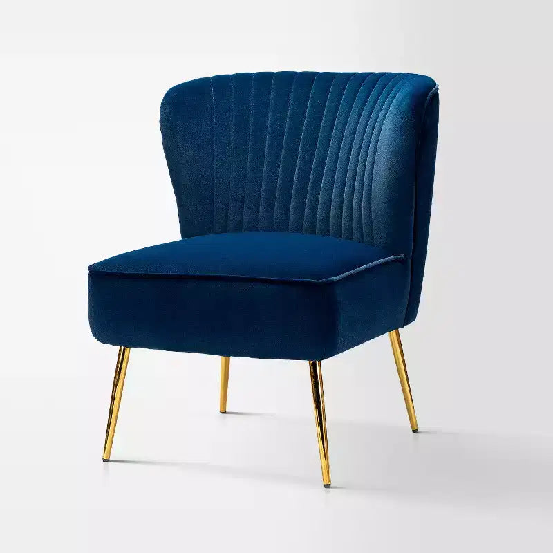Fauteuil d'appoint en velours avec piètement en métal doré