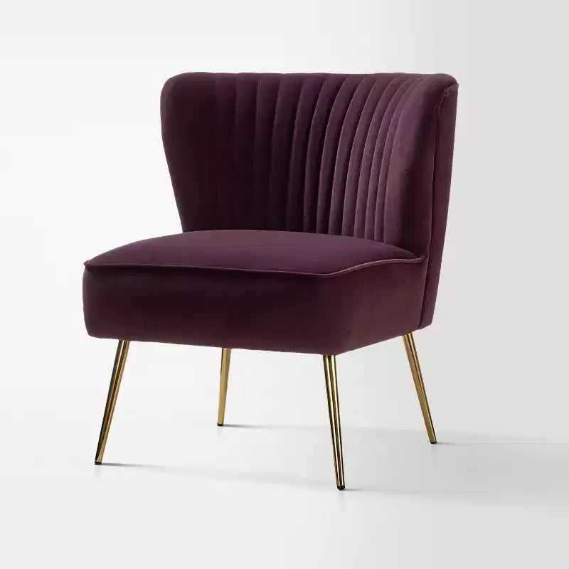 Fauteuil d'appoint en velours avec piètement en métal doré