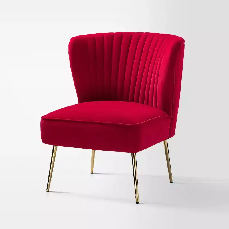 Fauteuil d'appoint en velours avec piètement en métal doré