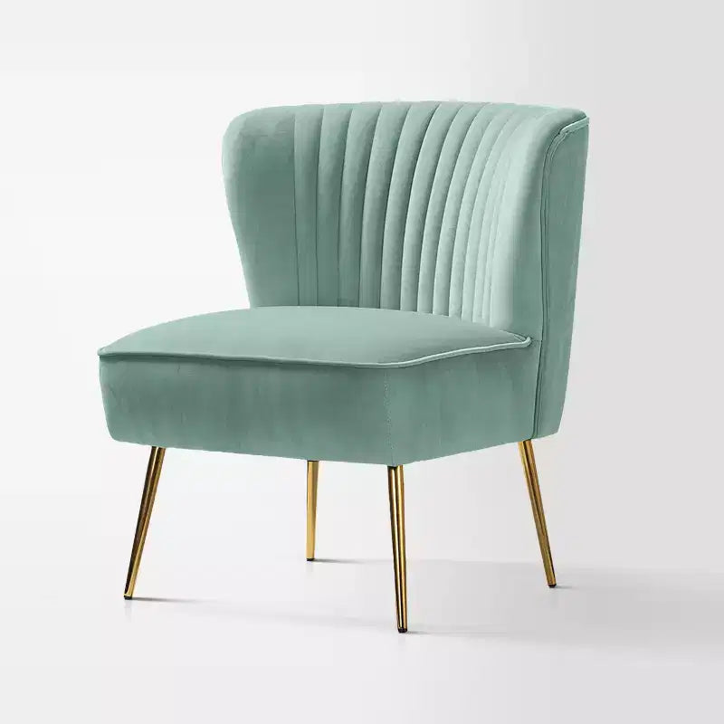 Fauteuil d'appoint en velours avec piètement en métal doré