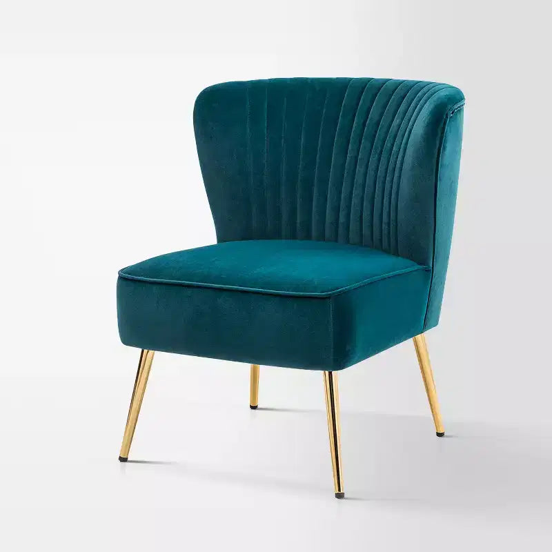 Fauteuil d'appoint en velours avec piètement en métal doré