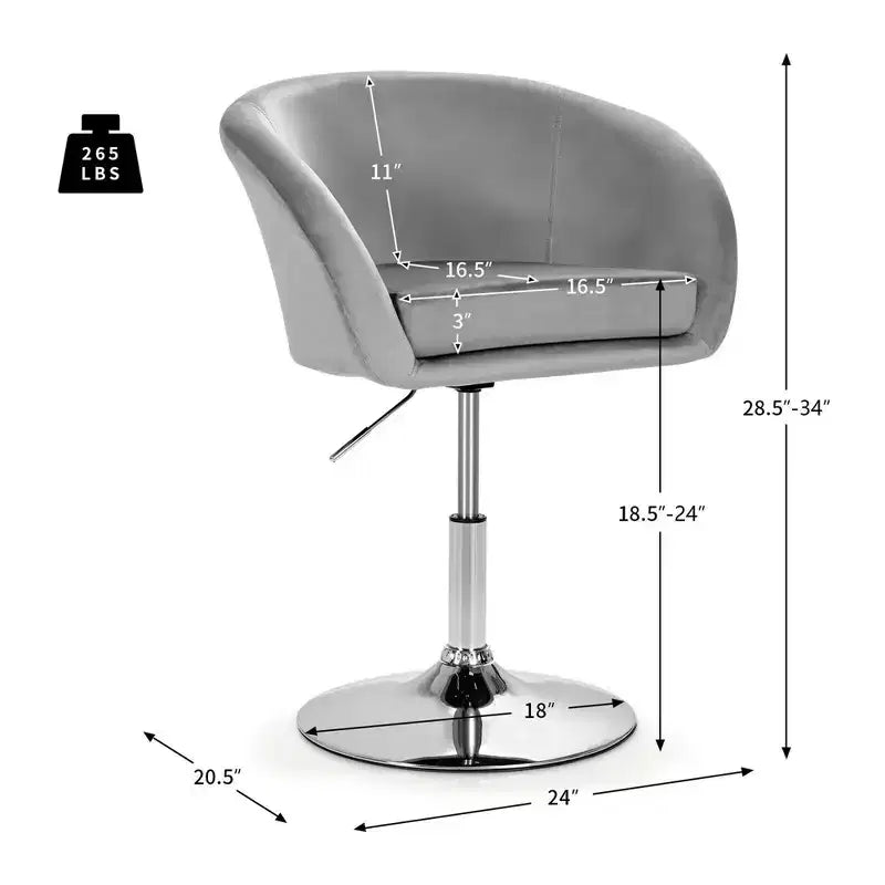 Chaise de bar moderne en velours réglable en hauteur avec siège pivotant pour maquillage