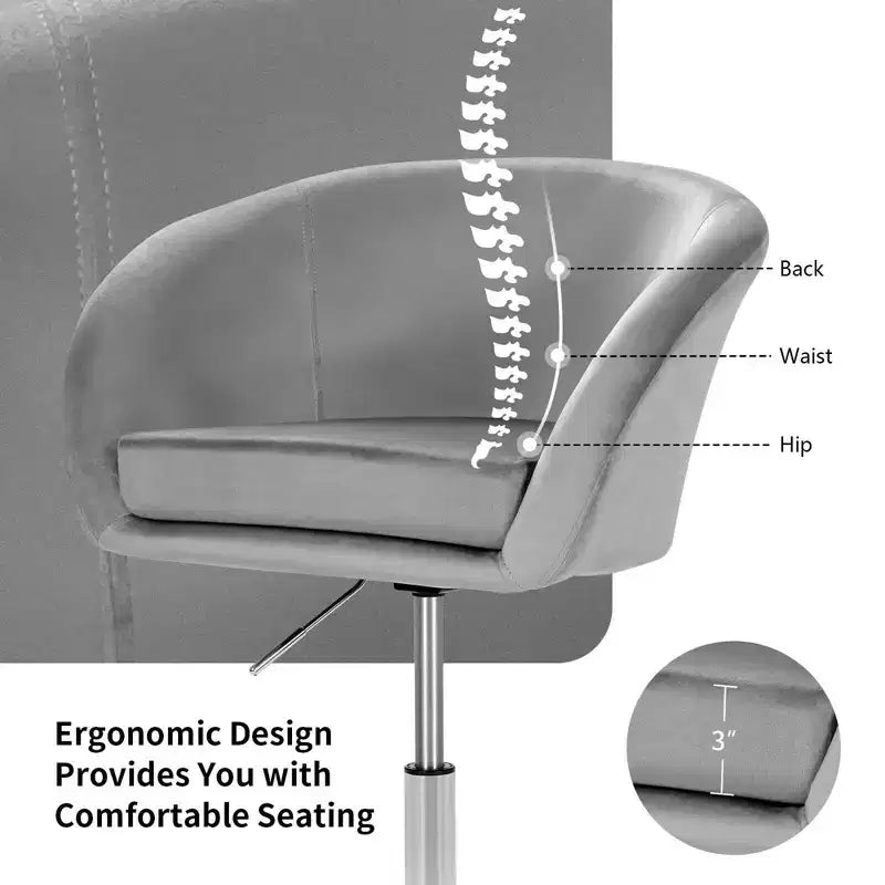 Chaise de bar moderne en velours réglable en hauteur avec siège pivotant pour maquillage