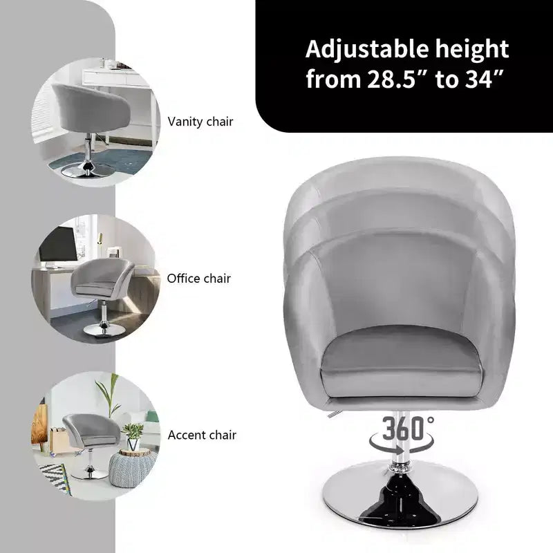 Chaise de bar moderne en velours réglable en hauteur avec siège pivotant pour maquillage